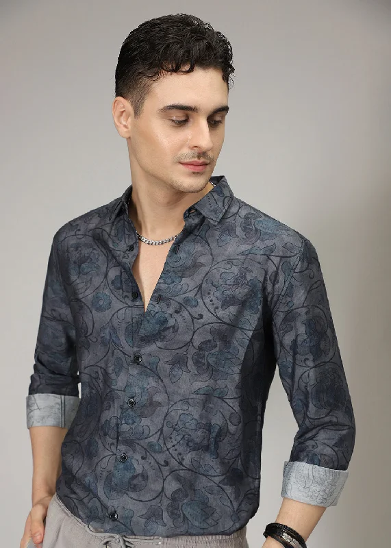 Men's Neutral-Tone Shirts for Versatile StylingCharcoal Floral Print Shirt