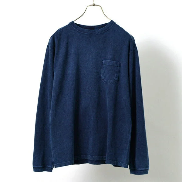Men's Shirts with Contrast StitchingGOOD ON / Long Sleeve Pocket Crew Tee / Indigo Shave Men's Shirts with Contrast StitchingGOOD ON / Long Sleeve Pocket Crew Tee / Indigo Shave