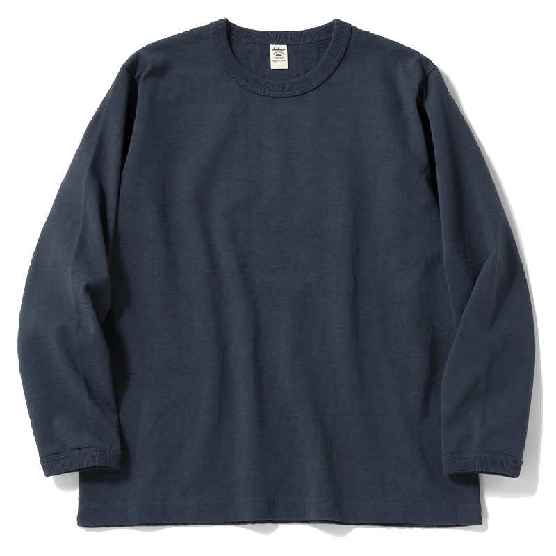 Striped Men's TopsJackman Dotsume L/S T-Shirt Tetsukon Iron Navy