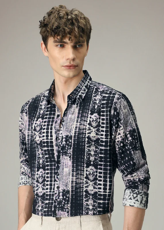 Men's Essential Dress Shirts for Everyday WearLavender Black Abstract Print Shirt