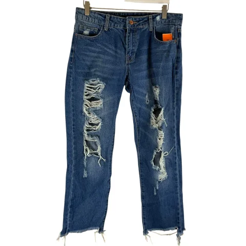 Affordable Designer Men's JeansJeans Cropped By Forever 21 In Blue Denim, Size: M