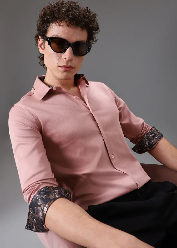 Men's Polo Shirts for Sports and Casual WearPink Printed Cuff Shirt