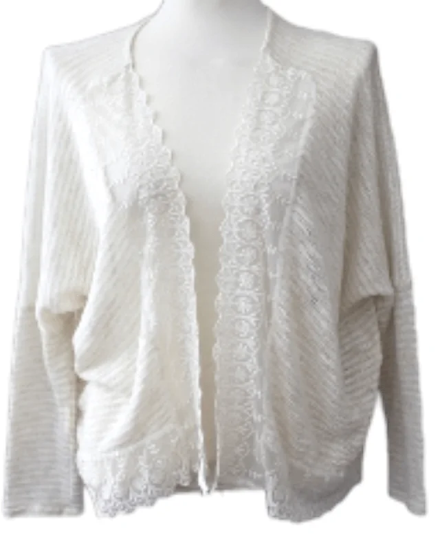 Men's Sweaters with Button CuffsWarm Spring Creme Lace Cardigan