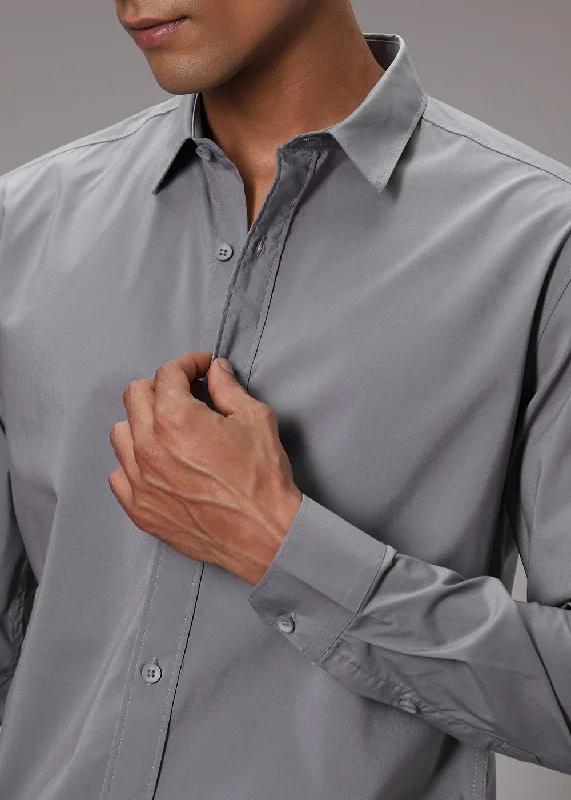 Men's Geometric Print Shirts for a Modern TwistShale Grey Cotton Shirt