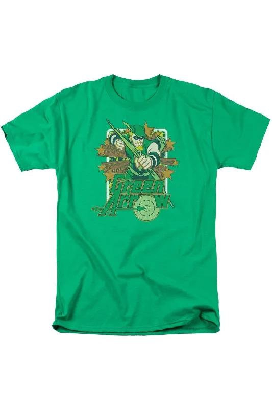 Men's Shirts with Surplice HemlinesDC Comics Green Arrow Stars Short Sleeve Adult Tee / T-Shirt Men's Shirts with Surplice HemlinesDC Comics Green Arrow Stars Short Sleeve Adult Tee / T-Shirt