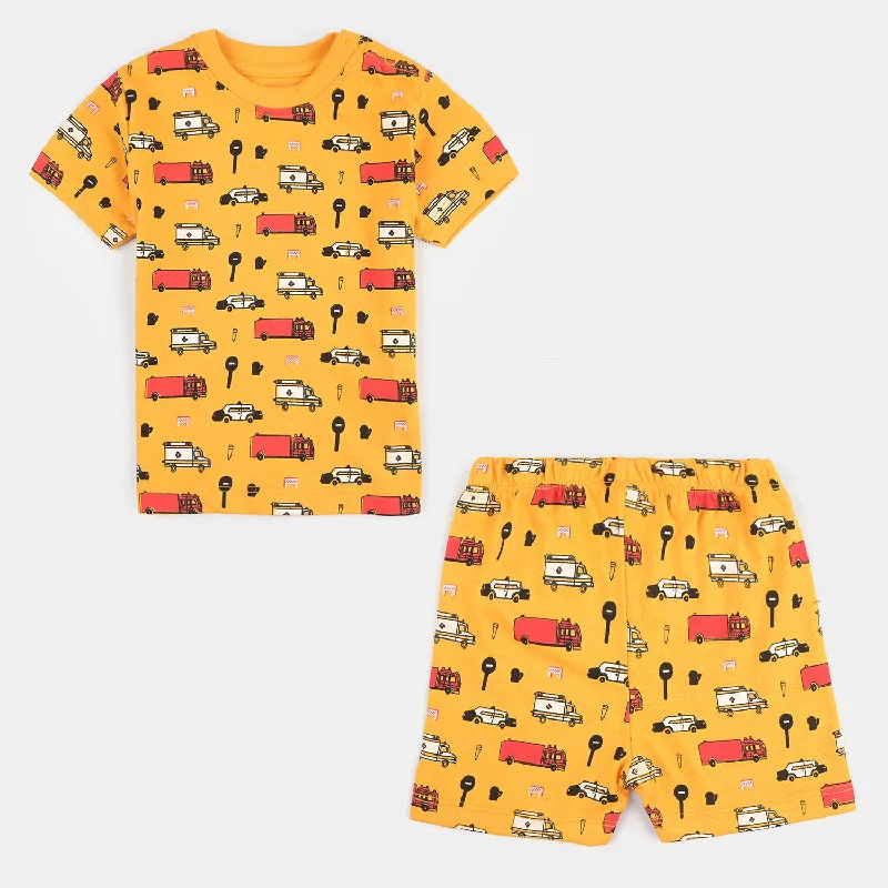 Infant Boys Poly Cotton Jersey Night Suit Car overall Print