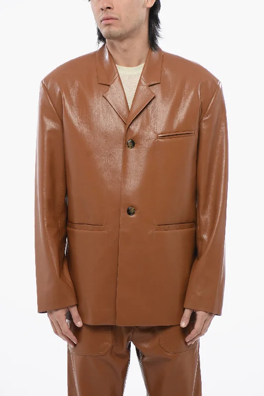 Nanushka Center Vent Faux Leather Sanco Blazer