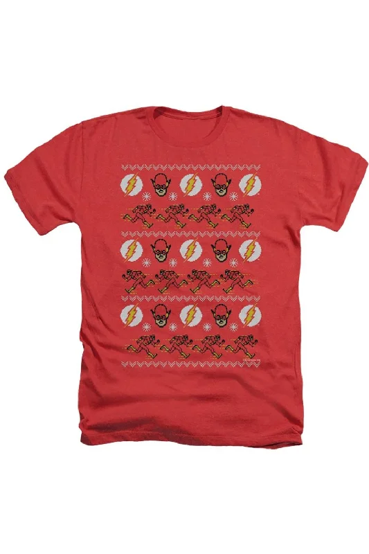 Men's Long-Sleeved ShirtsDC Comics Flash The Flash Ugly Christmas Sweater Adult Heather Tee / T-Shirt Men's Long-Sleeved ShirtsDC Comics Flash The Flash Ugly Christmas Sweater Adult Heather Tee / T-Shirt