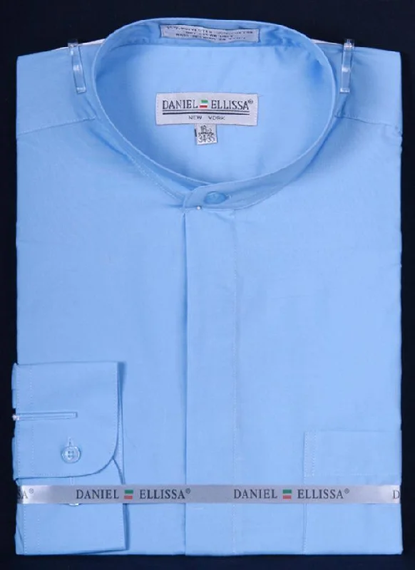 Men's Regular-Fit Shirts for a Classic FitBanded Collar Dress Shirt, Light Blue