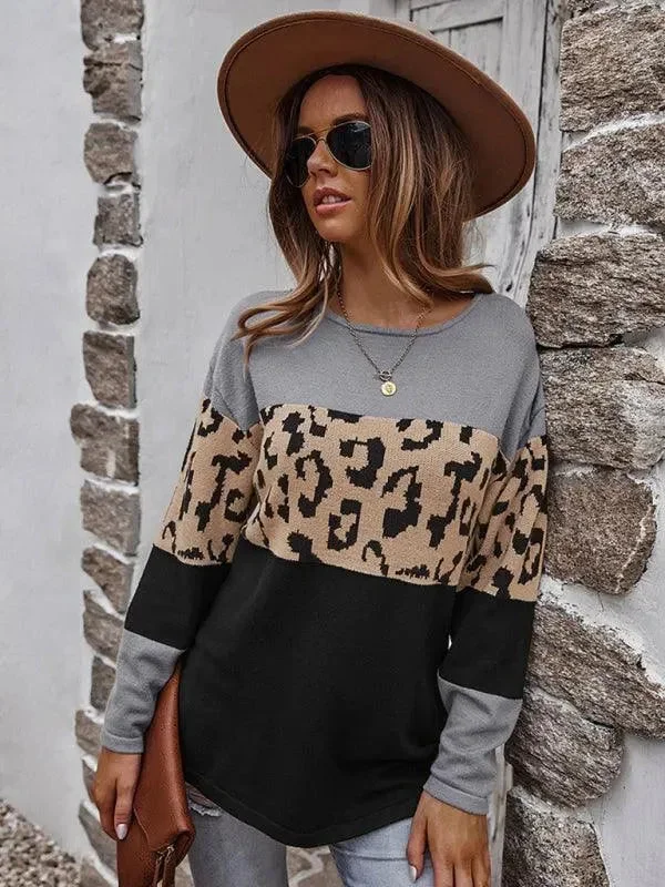 Men's Sweaters with Belt LoopsWild Print Women Sweater Top