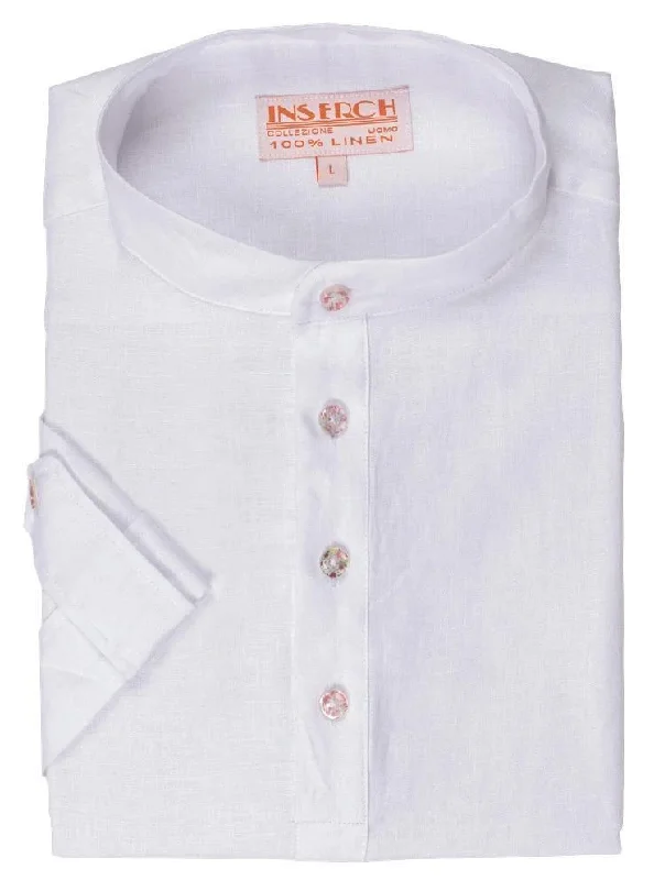 Men's Tab-Collar Shirts for a Crisp LookMEN'S WHITE LINEN BANDED COLLAR POP OVER SHIRT BY INSERCH Men's Tab-Collar Shirts for a Crisp LookMEN'S WHITE LINEN BANDED COLLAR POP OVER SHIRT BY INSERCH