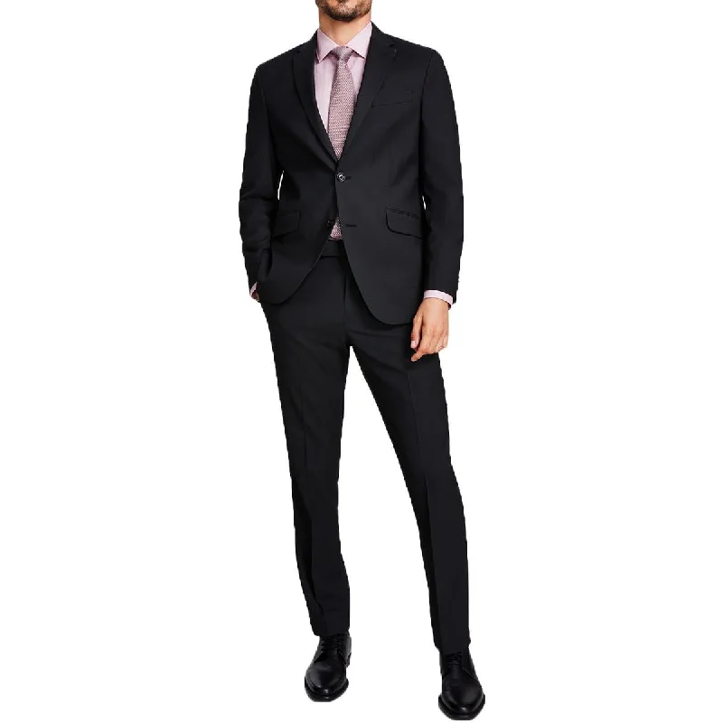 Mens Stretch Polyester Two-Button Suit
