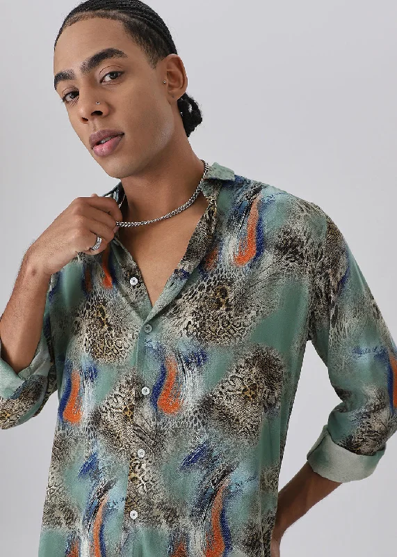 Men's Big and Tall Shirts for Added ComfortSnakeSkin Green Feather shirt