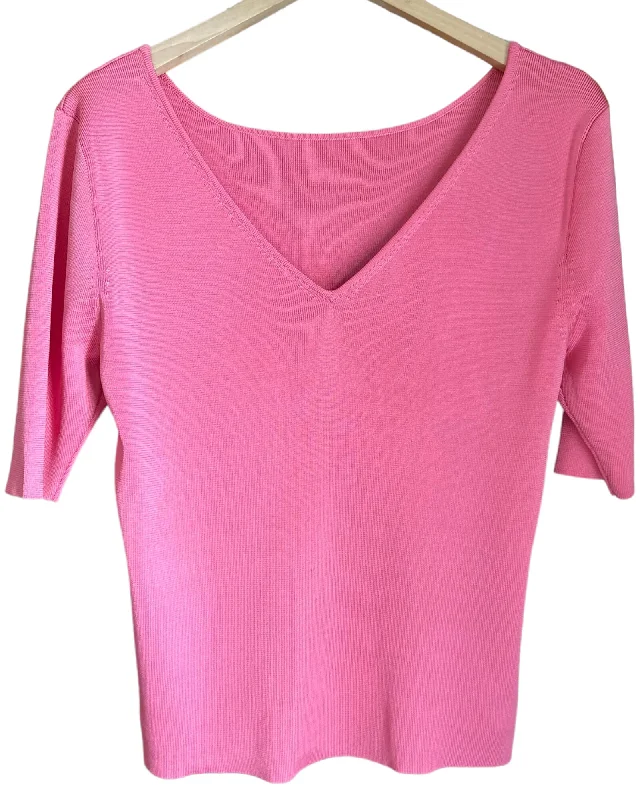 Classic Men's Wool SweatersLight Spring Sunglow Pink V-Back Silk Sweater