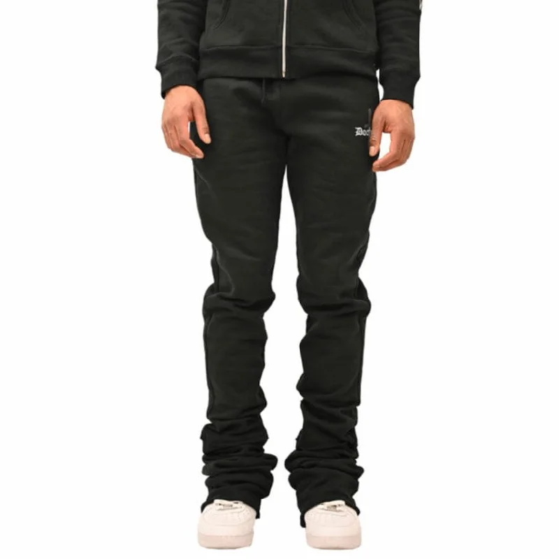 Men's Yoga Pants for FlexibilityDoctrine Denim Dagger Super Stacked Flared Joggers (Black) DB0024