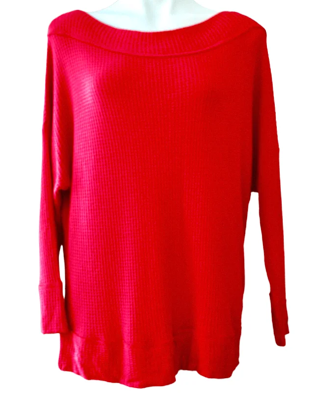Men's Sweaters for Casual OccasionsBright Winter Red Waffle Knit Top