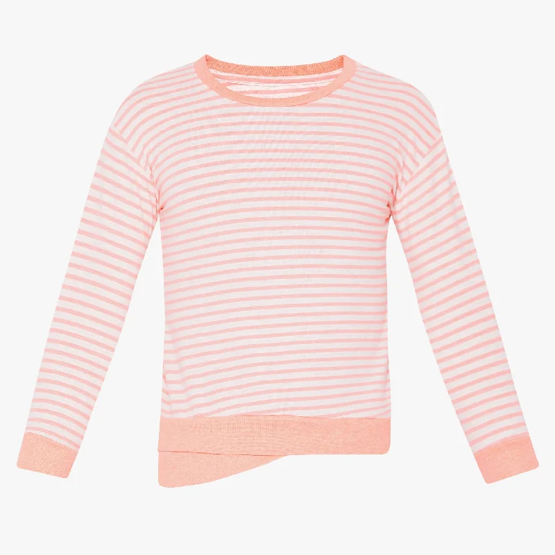 Men's Flowy Shirts for a Relaxed LookGirls Regular Fit Striped Sweat Tee