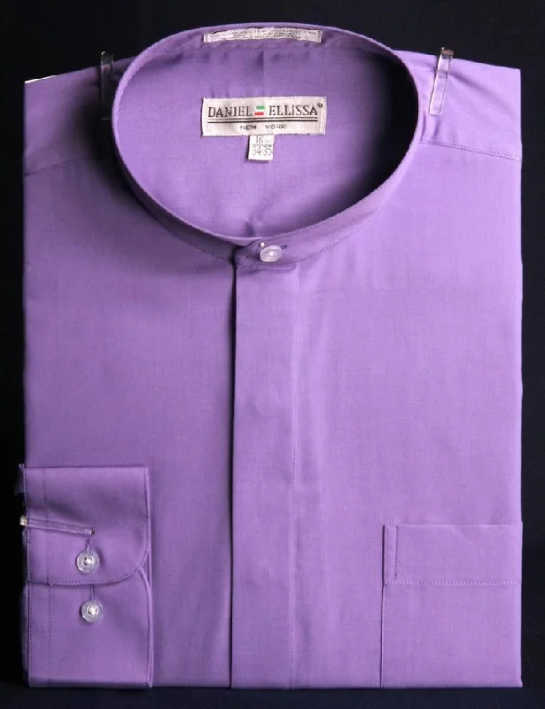Men's Wrinkle-Free Shirts for Easy CareBanded Collar Dress Shirt, Lavender