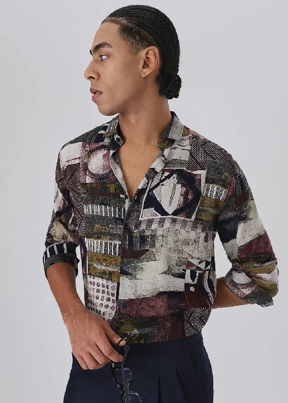 Men's Dressy Button-Down Shirts for Formal OccasionsWhimsical Red Feather Shirt