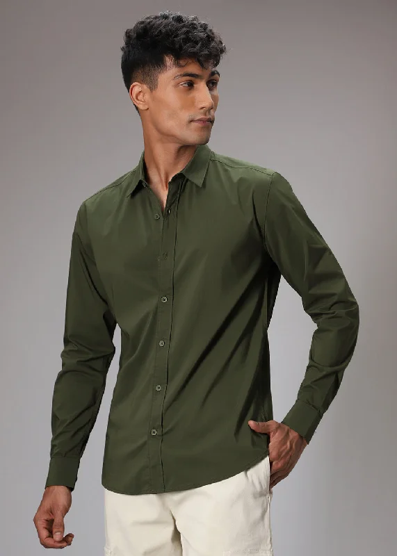 Men's Neutral-Tone Shirts for Versatile StylingDark Olive Cotton Shirt
