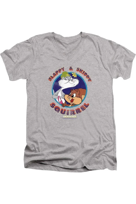 Men's Shirts with Zippered PocketsAnimaniacs Slappy And Skippy Squirrel Short Sleeve Adult V Neck Premium Cotton Tee / T-Shirt Men's Shirts with Zippered PocketsAnimaniacs Slappy And Skippy Squirrel Short Sleeve Adult V Neck Premium Cotton Tee / T-Shirt