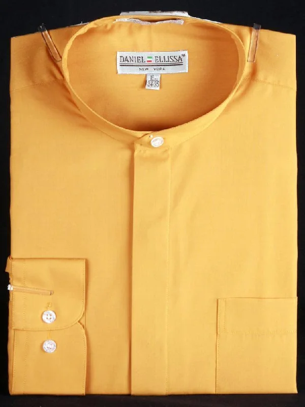 Men's Sleeveless Shirts for Summer ComfortBanded Collar Dress Shirt, Mustard