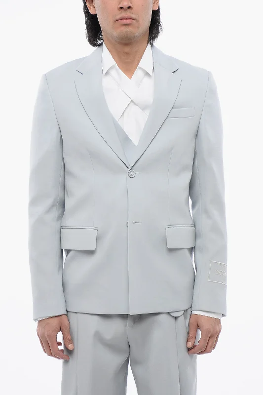 Off-White Relax Fit Blazer With Flap Pockets