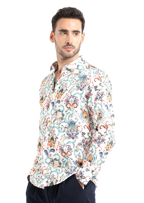 Men's Bold-Color Shirts for a Statement PieceDaisy Floral Print Shirt Full-Sleeve