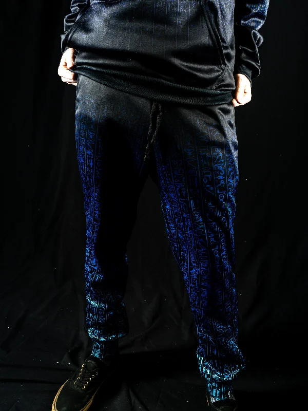 Men's Patterned Pants with PlaidsEgyptian Glyphs (Blue) Unisex Joggers