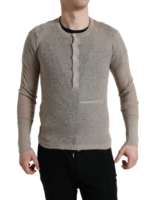 Versatile Men's Zip-Up SweatersDolce & Gabbana Elegant Henley Cashmere Men's Sweater Versatile Men's Zip-Up SweatersDolce & Gabbana Elegant Henley Cashmere Men's Sweater
