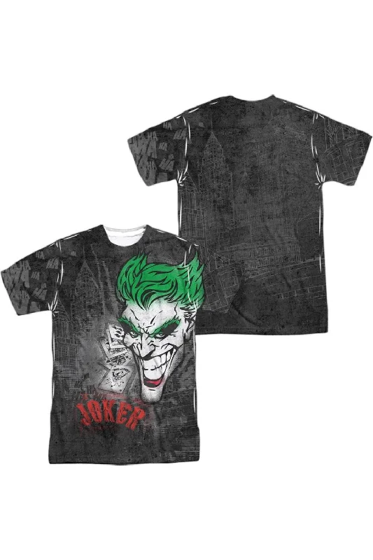 Men's Shirts with Geometric PatternsBatman Joker Sprays The City (Front/Back Print) Short Sleeve Adult 100% Poly Crew Tee / T-Shirt Men's Shirts with Geometric PatternsBatman Joker Sprays The City (Front/Back Print) Short Sleeve Adult 100% Poly Crew Tee / T-Shirt