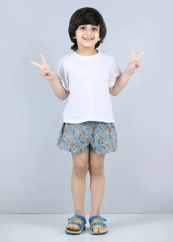 Men's Patterned Pants with PlaidsSnooze Lazy Dog Grey Cotton Shorts Unisex(1-14 Years)