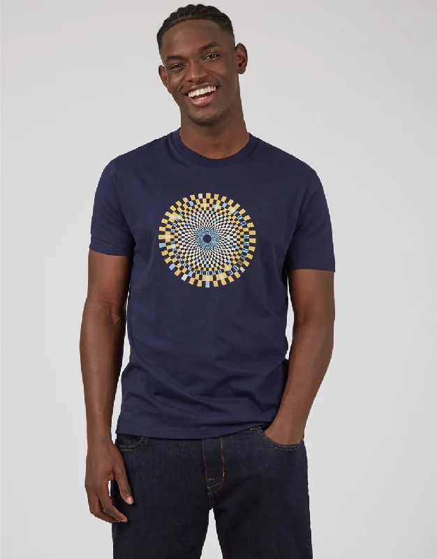 Men's Unique and Designer TopsBen Sherman Ska Check Target Marine T-Shirt