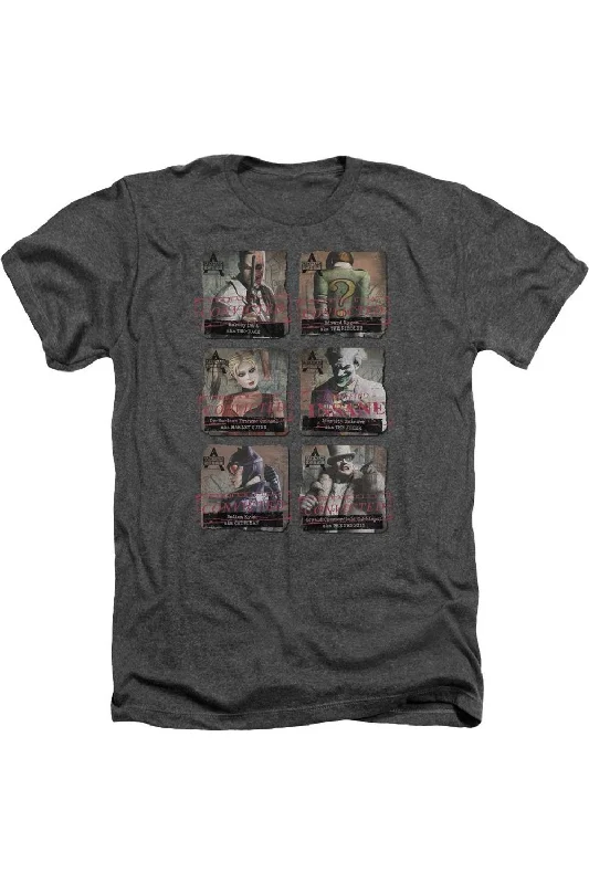 Men's Shirts with Contrast CollarsBatman Arkham City Arkham Lineup Adult Heather Tee / T-Shirt