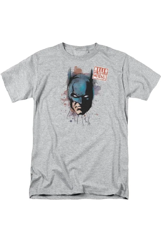 Men's Shirts with Animal PrintsBatman Hello Short Sleeve Adult Tee / T-Shirt