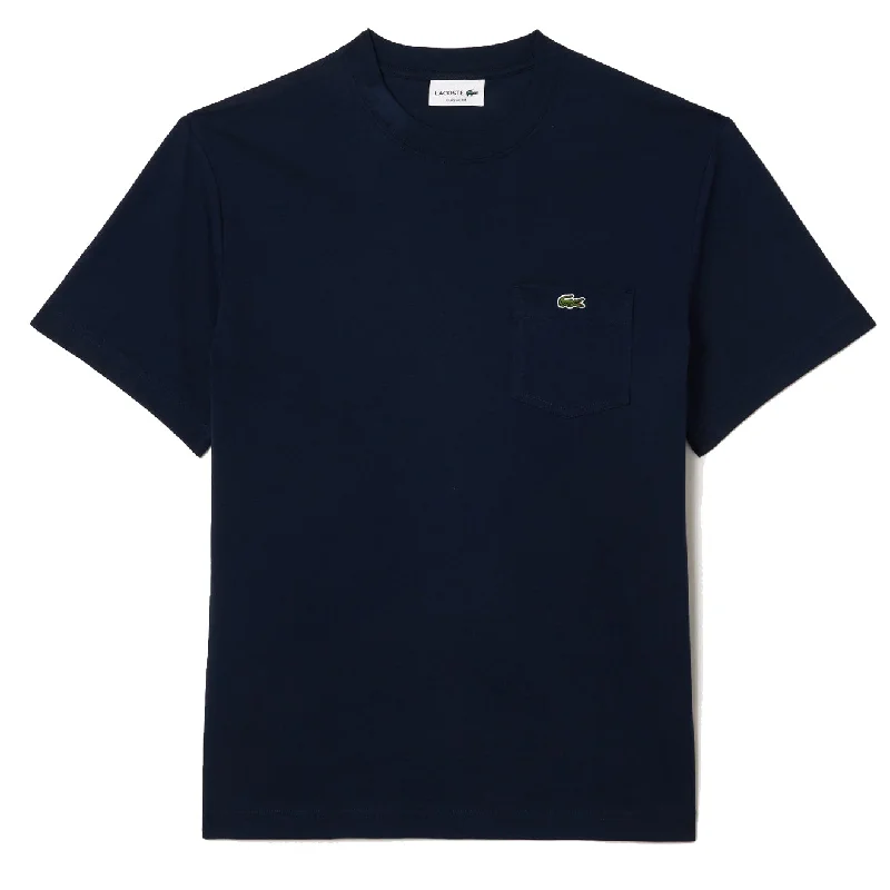 Men's Shirts with Floral PrintsLacoste Cotton T-Shirt with Breast Pocket Midnight Blue