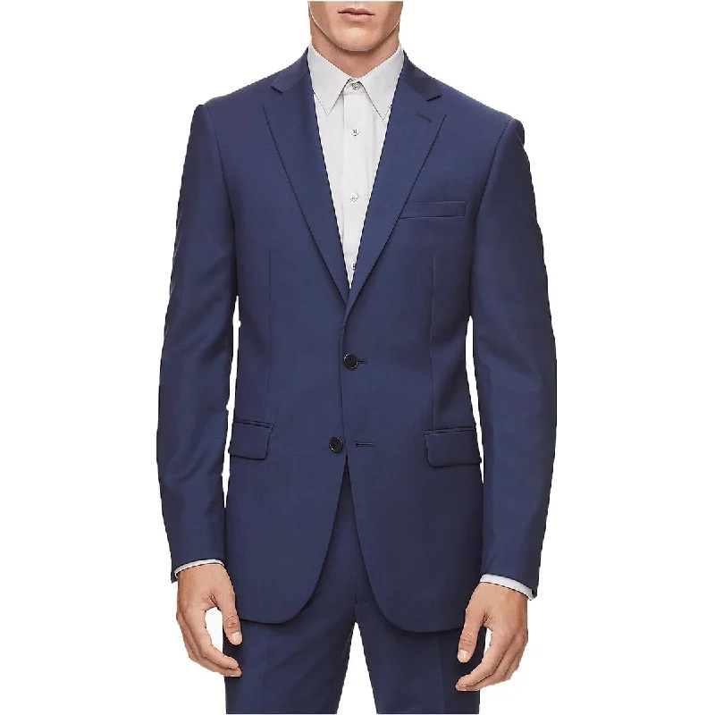 Mens Solid Wool Two-Button Blazer