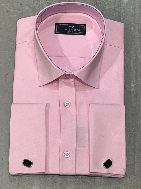 Men's V-Neck T-Shirts for a Flattering ShapeMAKROM PLAIN DOUBLE CUFF SHIRT PINK