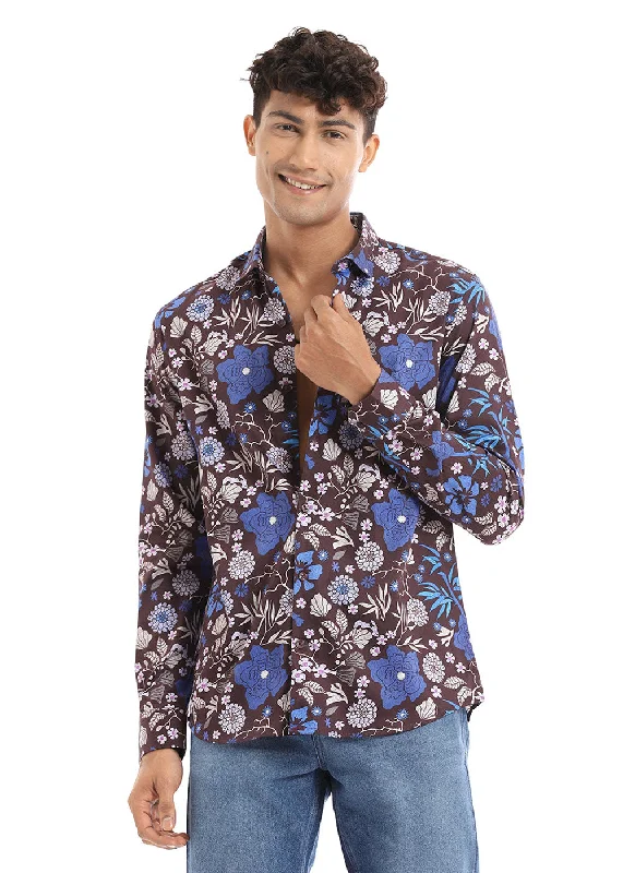 Men's Sleeveless Shirts for Summer ComfortAll Over Floral Printed Full Sleeve Shirt
