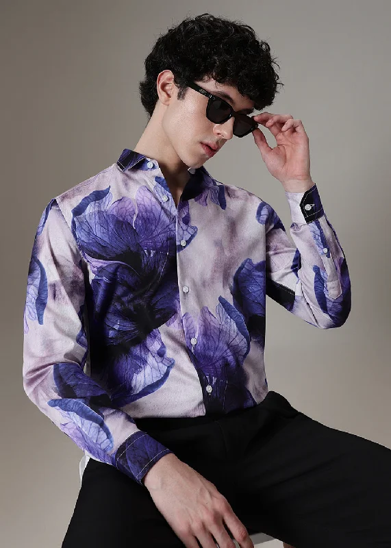 Men's Luxury Shirts for High-End FashionDark Lavender Print Shirt