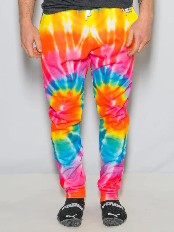 Men's Pants with Faux Leather PatchesRainbow Tie Dye Unisex Joggers