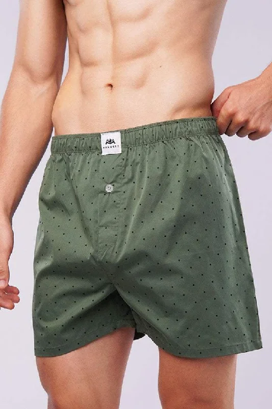 Men's Pants with Pleated FrontsPolka Dots Woven Boxer Shorts - Green