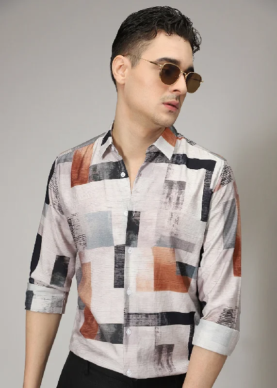 Men's Cufflink-Ready Shirts for Formal EventsMulti Abstract Print Shirt