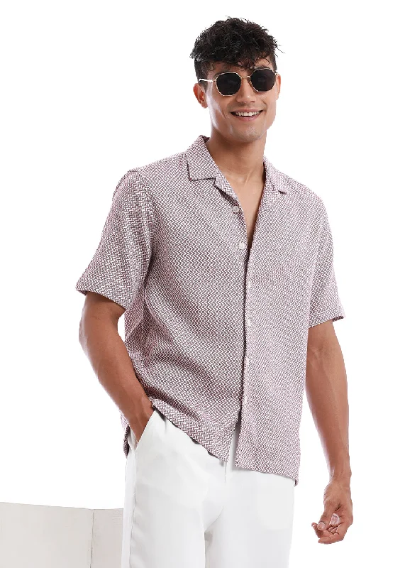 Men's Patterned Casual Shirts for Relaxed StylingMidnight Maroon Zig Zag Shirt