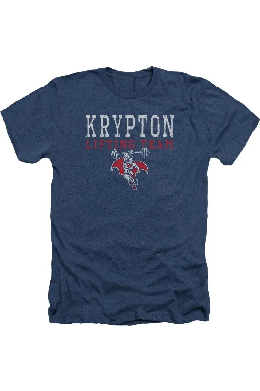 Men's Shirts with Ruffled HemlinesDC Comics Krpton Lifting Adult Heather Tee / T-Shirt Men's Shirts with Ruffled HemlinesDC Comics Krpton Lifting Adult Heather Tee / T-Shirt