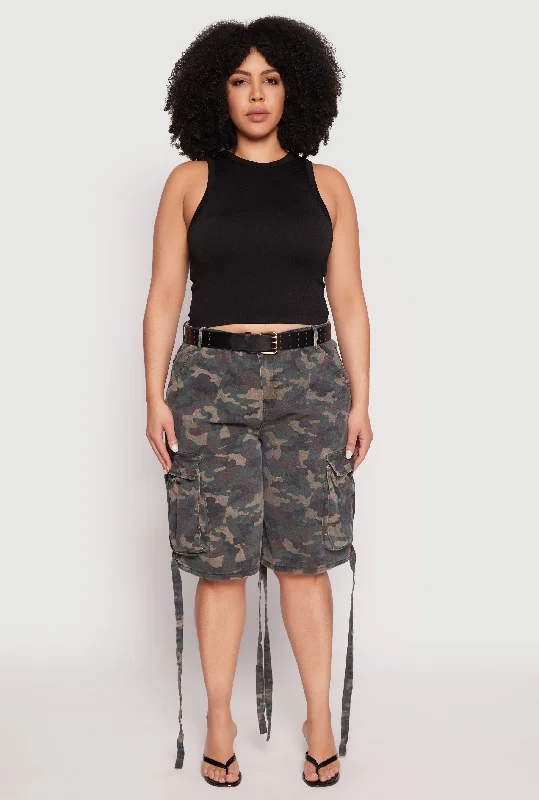 Men's Pants with Adjustable WaistbandsPlus Size Cargo Skater Shorts