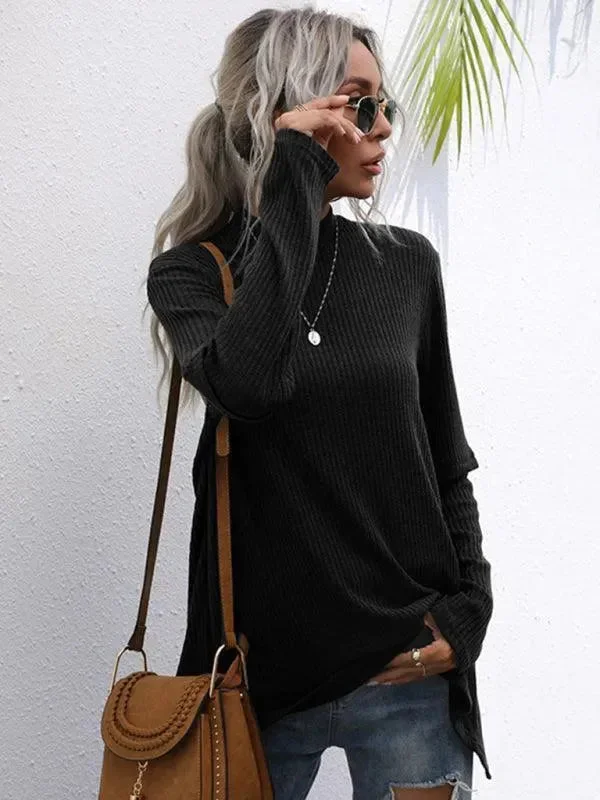 Men's Sweaters with Intarsia DesignsBlack Loose Turtleneck Pullover Sweater Women