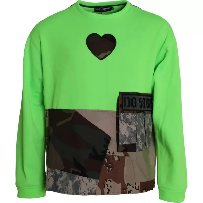 Patterned Men's Fair Isle SweatersDolce & Gabbana Patchwork Heart Crew Neck Pullover Men's Sweater (Pre-Owned)
