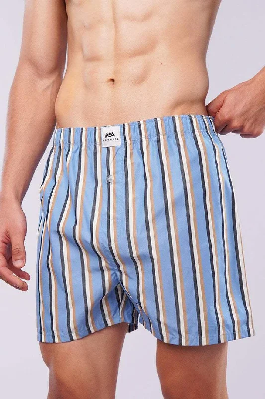 Men's Board Shorts for SurfingStriped Woven Boxer Shorts - Sky Blue