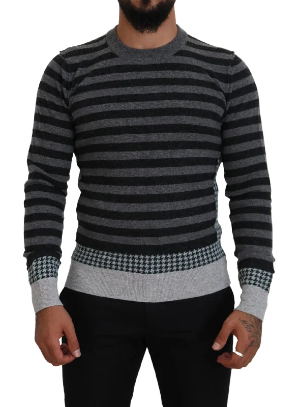Men's Sweaters for WinterDolce & Gabbana Elegant Striped Wool Crewneck Men's Sweater